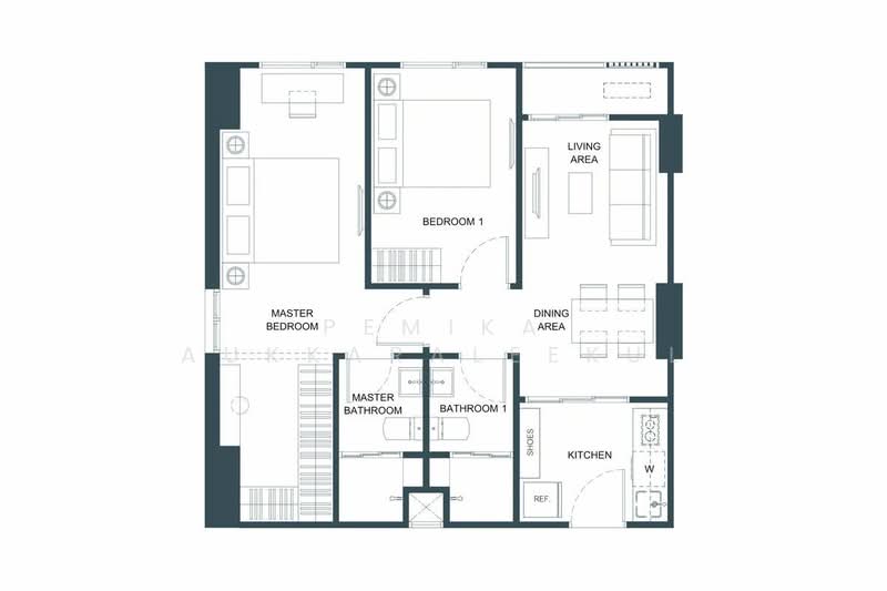 FLO by Sansiri, Bangkok, Somdet Chaopraya Road, Khlong San, Bangkok, 2 Bedrooms, 59 sqm, Condo For Sale, by Pemika Aukkaraleekul, 500362173 - DDproperty.com