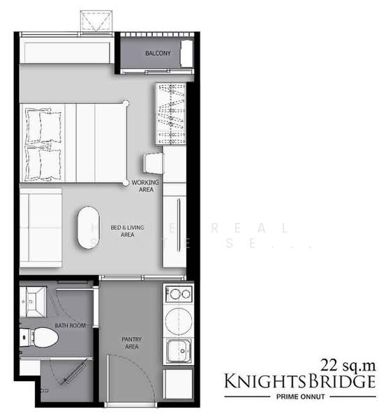 Knightsbridge Prime Onnut, Bangkok, Soi On Nut 1/1 Sukhumvit Road77, Phra Kanong Nua, Watthana, Bangkok, Studio, 23 sqm, Condo For Sale, by HOME Real Estate Service, 500386617 - DDproperty.com