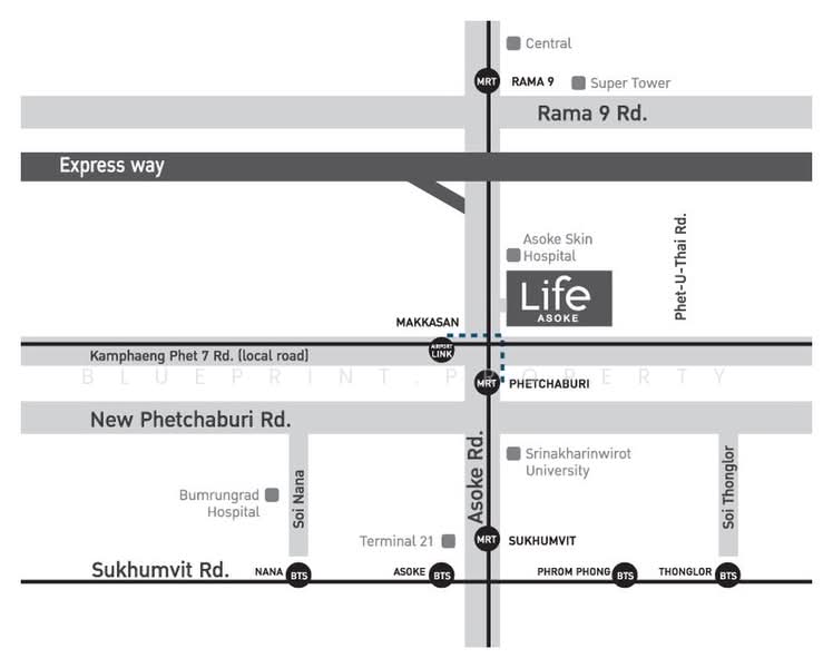 Life Asoke, Bangkok, Asoke-Dindang Road, Bang Kapi, Huai Khwang, Bangkok, 2 Bedrooms, 55 sqm, Condo For Rent, by Blueprint.property, 500391825 - DDproperty.com