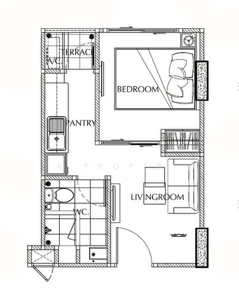 The Estate @ Thapra, Bangkok, 81 Soi Charan Sanitwong 6, Wat Tha Pra, Bangkok Yai, Bangkok, 1 Bedroom, 25 sqm, Condo For Sale, by OK Property, 500400707 - DDproperty.com