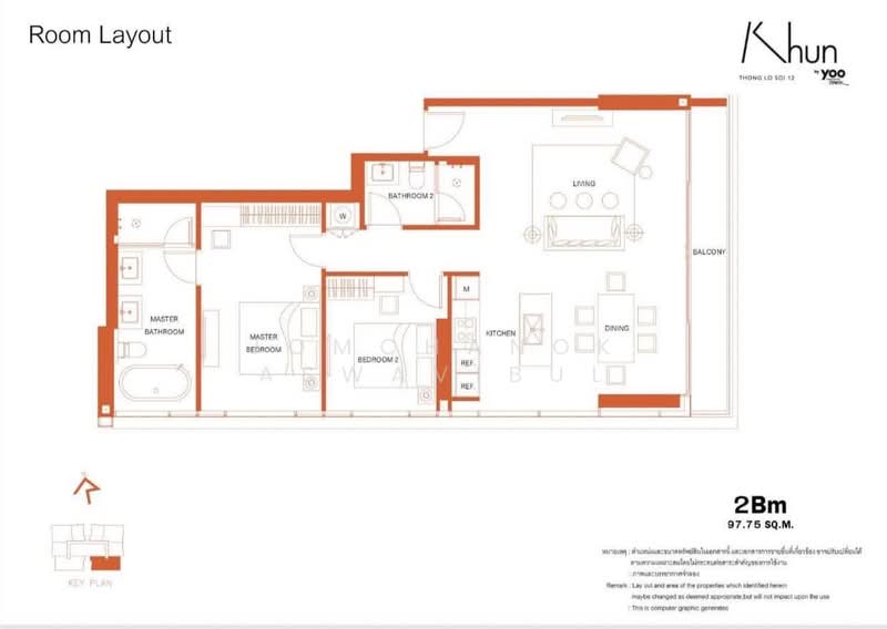 Khun By Yoo, Bangkok, 338 Thonglor Road, Khlong Tan Nua, Watthana, Bangkok, 2 Bedrooms, 98 sqm, Condo For Rent, by Jomchanok Aswavibul, 500400809 - DDproperty.com