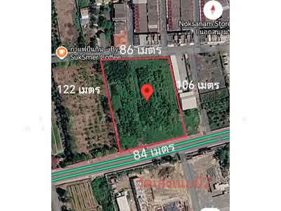 ขาย - ขายที่ดินผังเมืองสีแดง 6 ไร่ 24 ตร.ว ติดถนน 2 ด้าน, นนทบุรี