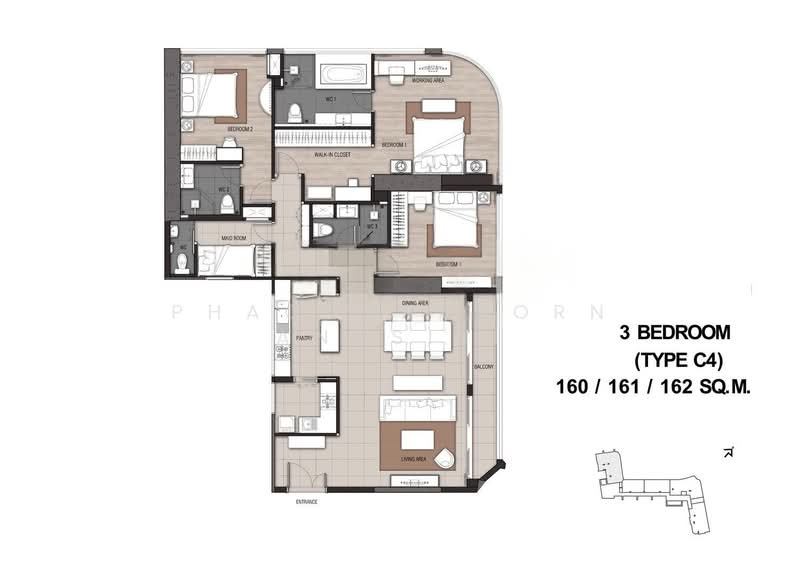 Menam Residences, Bangkok, 2088 Charoenkrung Road, Wat Prayakrai, Bang Kho Laem, Bangkok, 3 Bedrooms, 160 sqm, Condo For Sale, by Phacharakorn Anusiri, 500415519 - DDproperty.com