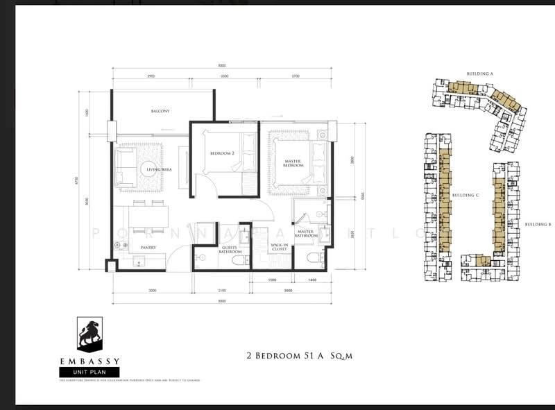 Embassy Pattaya, Chon Buri (Pattaya), Central Pattaya Rd, Nong Pru, Bang Lamung (Pattaya), Chon Buri (Pattaya), 2 Bedrooms, 51 sqm, Condo For Sale, by Pornnapa Titloi, 500416468 - DDproperty.com