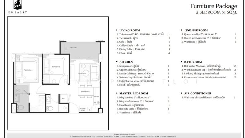 Embassy Pattaya, Chon Buri (Pattaya), Central Pattaya Rd, Nong Pru, Bang Lamung (Pattaya), Chon Buri (Pattaya), 2 Bedrooms, 51 sqm, Condo For Sale, by Pornnapa Titloi, 500416468 - DDproperty.com