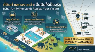 ขาย - ขายที่ดิน ติดถนนเพชรเกษม ชะอำ ทำเลศักยภาพ ใกล้ชายหาด รองรับการพัฒนาโครงการเชิงพาณิชย์, เพชรบุรี
