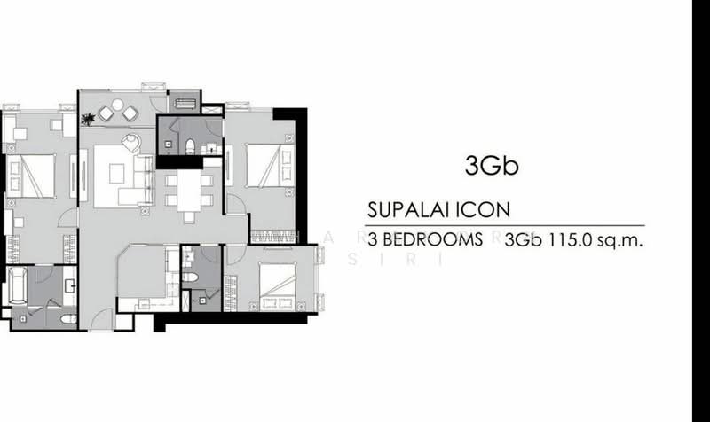 Supalai Icon Sathorn, Bangkok, Sathorn Tai Road, Thung Maha Mek, Sathon, Bangkok, 3 Bedrooms, 113 sqm, Condo For Rent, by Phacharakorn Anusiri, 500433017 - DDproperty.com