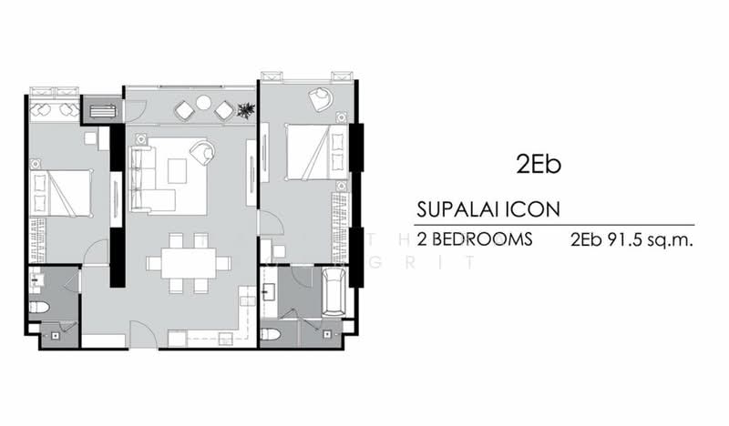 Supalai Icon Sathorn, Bangkok, Sathorn Tai Road, Thung Maha Mek, Sathon, Bangkok, 2 Bedrooms, 92 sqm, Condo For Rent, by Narinthira Roengrit, 500433062 - DDproperty.com