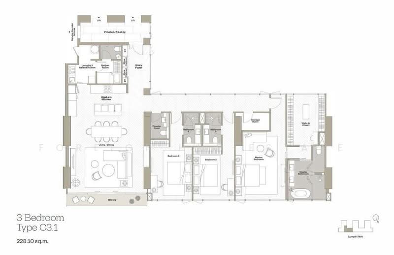 Dusit Central Park (Residences), Bangkok, 946 Rama 4 Road, Silom, Bang Rak, Bangkok, 3 Bedrooms, 228 sqm, Condo For Sale, by Foreign Hub Estate, 500435175 - DDproperty.com