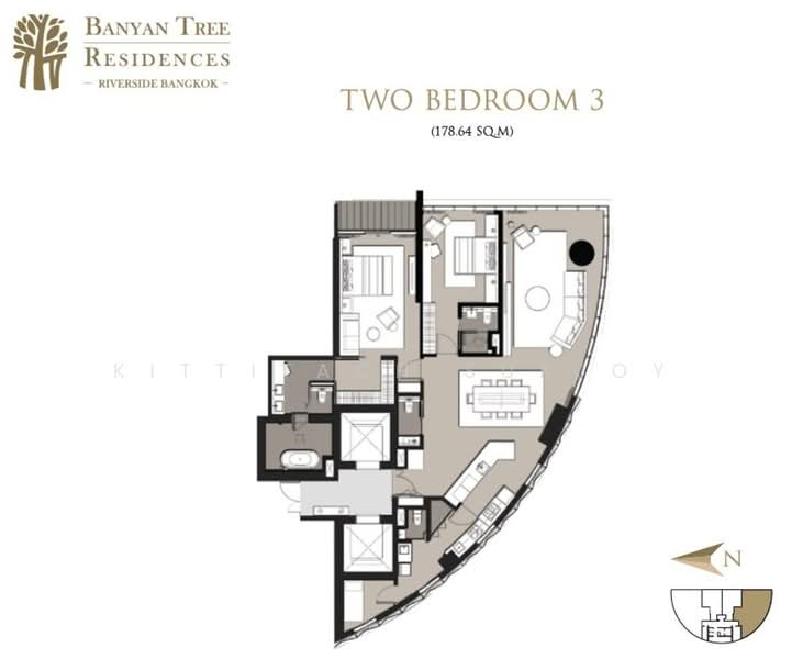 Banyan Tree Residences Riverside, Bangkok, Soi Somdet Chao Phraya 17, Khlong San, Bangkok, 2 Bedrooms, 178 sqm, Condo For Rent, by Kittitach Sukjoy, 500440210 - DDproperty.com