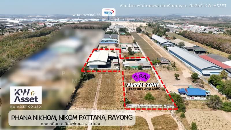 ขายที่ดิน 5 ไร่ พร้อมโรงงาน 1,700 ตรม ผังม่วงลาย ต.พนานิคม อ.นิคมพัฒนา จ.ระยอง, Rayong, Phananikhom, Nikhom Pattana, Rayong, , 1,700 sqm, Warehouse/Factory For Sale, by Prapassara Muangpin, 500441869 - DDproperty.com