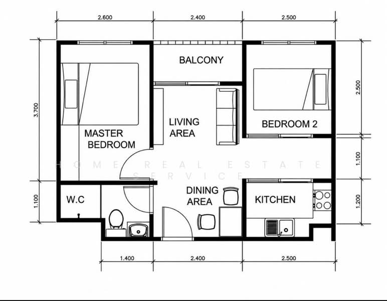 The Tree Onnut Station, Bangkok, 54 Sukhumvit Road, Bang Chak, Phra Khanong, Bangkok, 2 Bedrooms, 40 sqm, Condo For Sale, by HOME Real Estate Service, 500444775 - DDproperty.com
