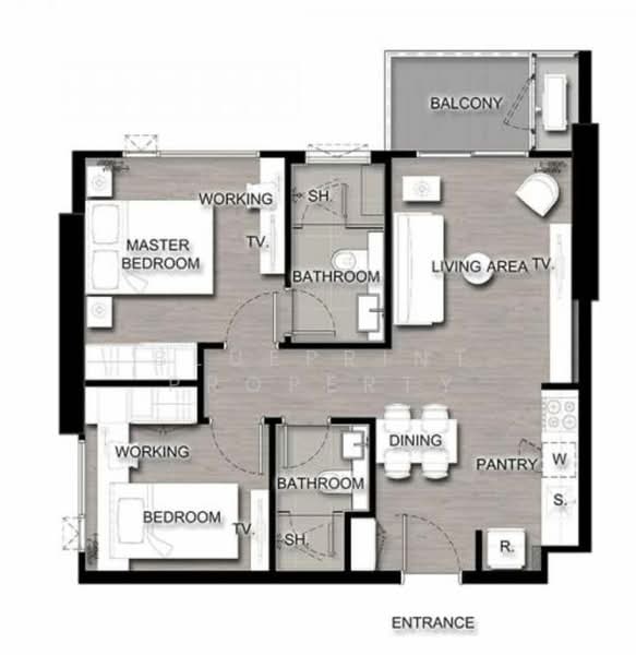The Saint Residences Ladprao, Bangkok, 588 Vibhavadi-Rangsit Road, Jom Phon, Chatuchak, Bangkok, 2 Bedrooms, 57 sqm, Condo For Rent, by Blueprint Property, 500451662 - DDproperty.com