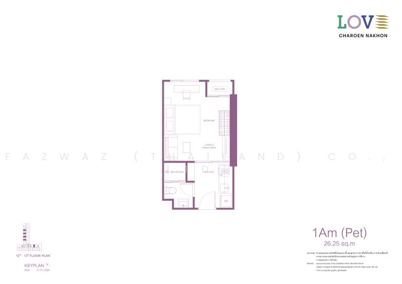 Love Charoen Nakhon, Bangkok, 1463 Charoen Nakhon Road, Bang Lam Phu Lang, Khlong San, Bangkok, 1 Bedroom, 26 sqm, Condo For Sale, by Fazwaz (Thailand) Co., Ltd., 500453138 - DDproperty.com