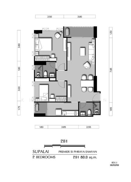 Supalai Premier Si Phraya-Samyan, Bangkok, Si Phraya Road, Si Phraya, Bang Rak, Bangkok, 2 Bedrooms, 92 sqm, Condo For Sale, by Khun Namfon, 500455281 - DDproperty.com