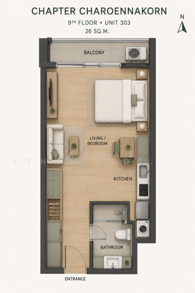 Chapter Charoennakhon–Riverside, Bangkok, Charoennakorn Road, Bang Lam Phu Lang, Khlong San, Bangkok, Studio, 26 sqm, Condo For Sale, by Fazwaz (Thailand) Co., Ltd., 500463448 - DDproperty.com