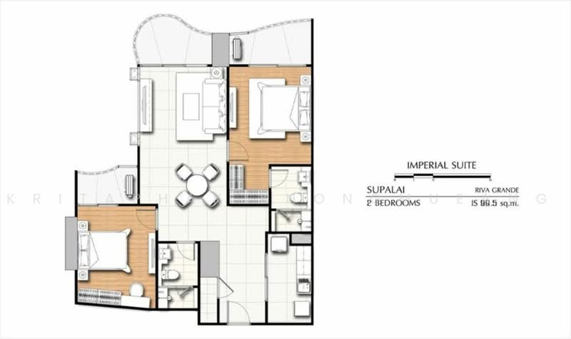 Supalai Riva Grande Rama 3, Bangkok, Rama 3 Road, Chong Nonsi, Yan Nawa, Bangkok, 2 Bedrooms, 100 sqm, Condo For Rent, by Kritaphak Khongmueang, 500465304 - DDproperty.com