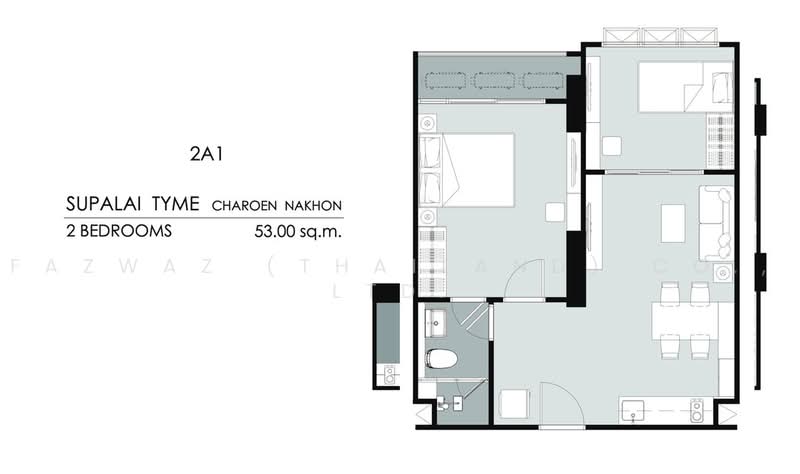 Supalai Tyme Charoen Nakhon, Bangkok, Charoen Nakhon Road, Bang Lam Phu Lang, Khlong San, Bangkok, 2 Bedrooms, 53 sqm, Condo For Sale, by Fazwaz (Thailand) Co., Ltd., 500465486 - DDproperty.com