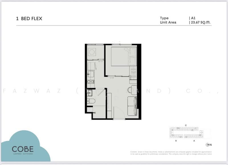 COBE Ladprao-Sutthisan, Bangkok, Wang Thonglang, Bangkok, 1 Bedroom, 24 sqm, Condo For Sale, by Fazwaz (Thailand) Co., Ltd., 500466596 - DDproperty.com