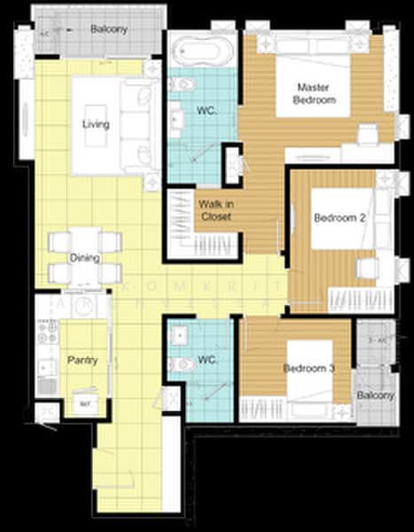 The Bloom Sukhumvit 71, Bangkok, Soi Sukhumvit 71, Phra Kanong Nua, Watthana, Bangkok, 3 Bedrooms, 88 sqm, Condo For Rent, by Komkrit Arunvessased, 500470575 - DDproperty.com