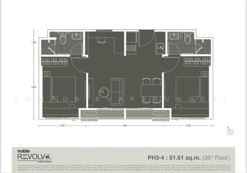 Noble Revolve Ratchada, Bangkok, 38 Ratchadapisek Road, Huai Khwang, Bangkok, 2 Bedrooms, 52 sqm, Condo For Rent, by Sompob Buaparungsri, 500471894 - DDproperty.com