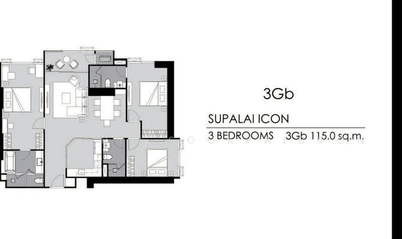 Supalai Icon Sathorn, Bangkok, Sathorn Tai Road, Thung Maha Mek, Sathon, Bangkok, 3 Bedrooms, 113 sqm, Condo For Rent, by Nakarin Sookpaiboon, 500472108 - DDproperty.com
