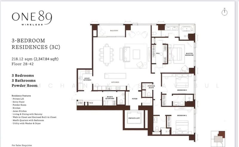 ONE89 Wireless, Bangkok, Wittayu Road, Lumphini, Pathum Wan, Bangkok, 3 Bedrooms, 219 sqm, Condo For Sale, by Jomchanok Aswavibul, 500472644 - DDproperty.com