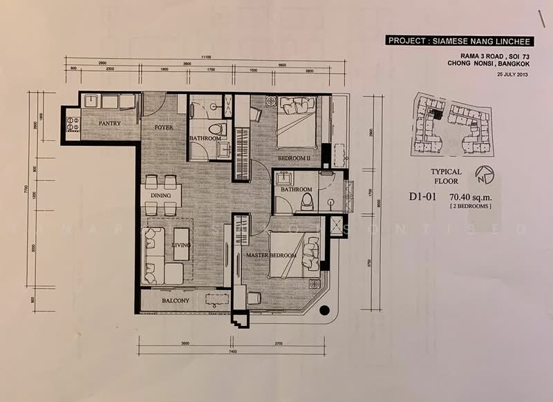 Siamese Nang Linchee, Bangkok, Rama 3 Road, Chong Nonsi, Yan Nawa, Bangkok, 2 Bedrooms, 70 sqm, Condo For Sale, by Tanapat Sakonsontised, 500472760 - DDproperty.com