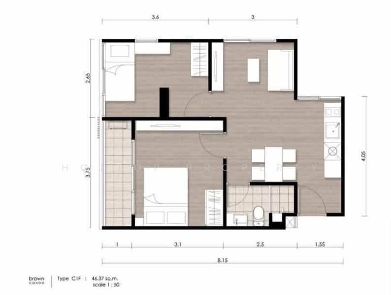 Brown Condo รัชดา 32 (บราวน์ คอนโด รัชดา 32), กรุงเทพ, ซอยรัชดาภิเษก 32 ถนนรัชดาภิเษก, จันทรเกษม, จตุจักร, กรุงเทพ, 47 ตร.ม., คอนโด ให้เช่า, โดย Holtop Property, 500474835 - DDproperty.com