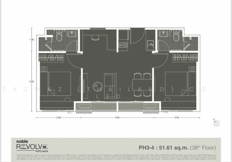 Noble Revolve Ratchada, Bangkok, 38 Ratchadapisek Road, Huai Khwang, Bangkok, 2 Bedrooms, 52 sqm, Condo For Rent, by Fazwaz (Thailand) Co., Ltd., 500477685 - DDproperty.com
