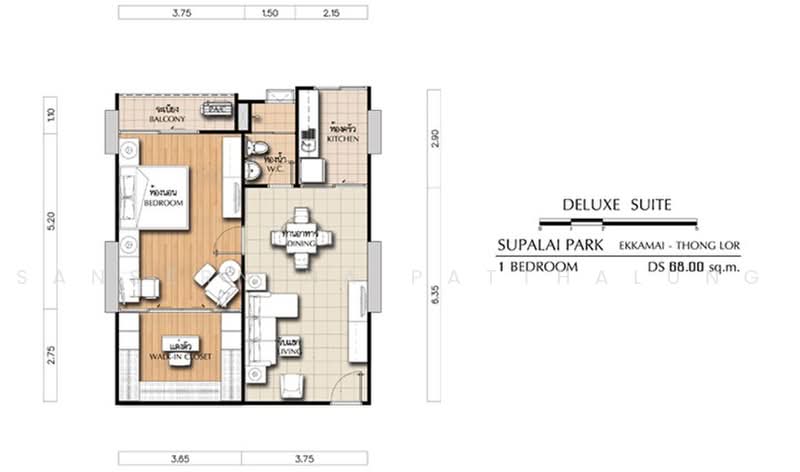 Supalai Park Ekkamai-Thonglor, Bangkok, Petchaburi Road, Bang Kapi, Huai Khwang, Bangkok, 1 Bedroom, 54 sqm, Condo For Rent, by Sansern Na Patthalung, 500478495 - DDproperty.com