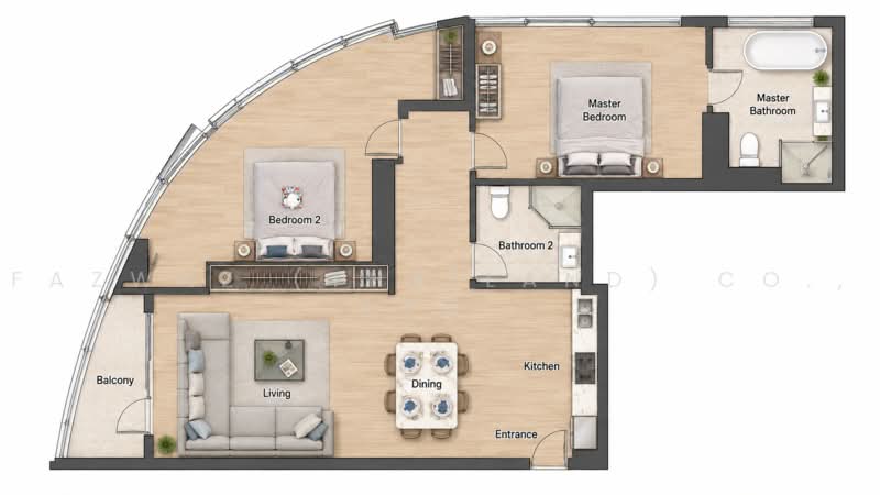 Sky Walk Residences, Bangkok, 1599 Sukhumvit Road, Phra Kanong Nua, Watthana, Bangkok, 2 Bedrooms, 74 sqm, Condo For Sale, by Fazwaz (Thailand) Co., Ltd., 500482703 - DDproperty.com