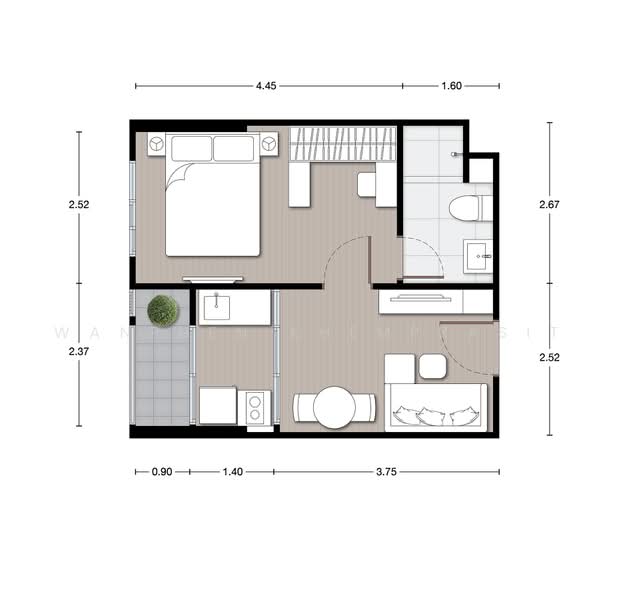Nue Mega Plus Bangna, Samut Prakan, Bang Na-Trat Frontage Rd, Bang Kaeo, Bang Plee, Samut Prakan, 1 Bedroom, 30 sqm, Condo For Rent, by Wanphen Khemprasit, 500484557 - DDproperty.com