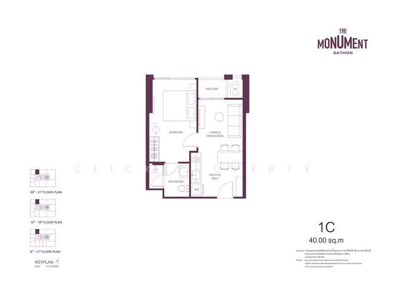The Monument Sathon, กรุงเทพ, สีลม, บางรัก, กรุงเทพ, 40 ตร.ม., คอนโด ขาย, โดย Click Property, 500494074 - DDproperty.com