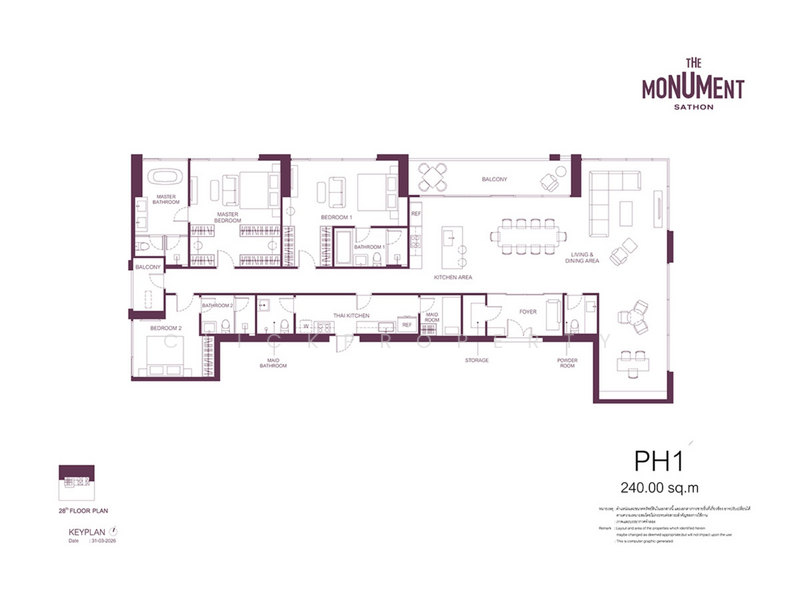 The Monument Sathon, Bangkok, Silom, Bang Rak, Bangkok, 3 Bedrooms, 240 sqm, Condo For Sale, by Clickproperty, 500495827 - DDproperty.com