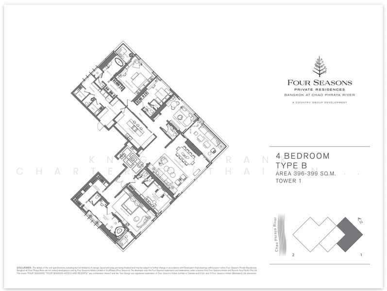 Four Seasons Private Residences : โฟร์ ซีซั่นส์ ไพรเวท เรสสิเด้นซ์, กรุงเทพ, 300 ถนนเจริญกรุง, ยานนาวา, สาทร, กรุงเทพ, 397 ตร.ม., คอนโด ขาย, โดย Knight Frank Chartered (Thailand) Co.,Ltd, 500498899 - DDproperty.com