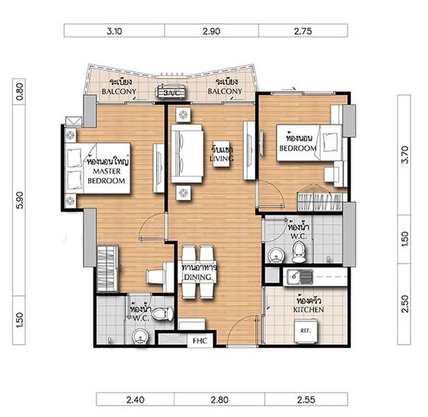 Supalai Veranda Ratchavipha-Prachachuen, Bangkok, 689 Pracha Chuen Rd, Bang Sue, Bangkok, 2 Bedrooms, 64 sqm, Condo For Rent, by Walapa Jidbumrungsakun, 500498922 - DDproperty.com