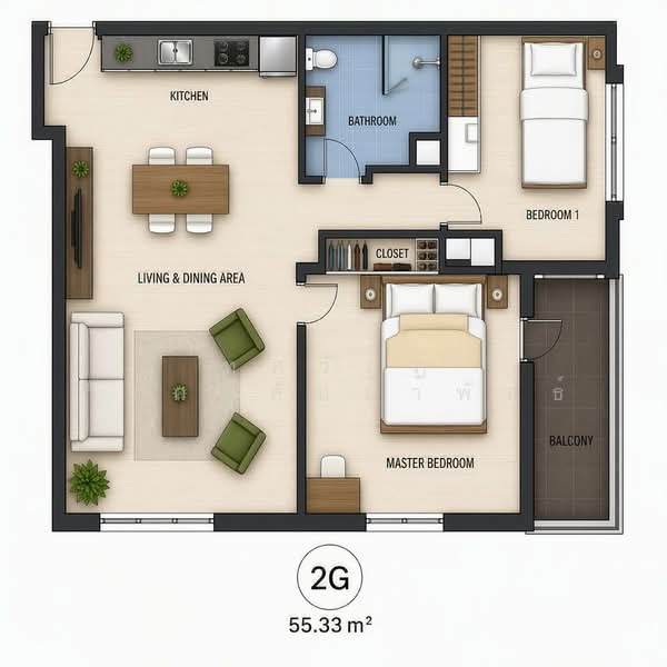Tree Condo Sukhumvit 42, Bangkok, Soi Sukhumvit 42/1, Sukhumvit Road, Phra Kanong Nua, Watthana, Bangkok, 2 Bedrooms, 55 sqm, Condo For Rent, by ทศวัฏฏ์ วิเศษสัมมาพันธ์, 500499255 - DDproperty.com