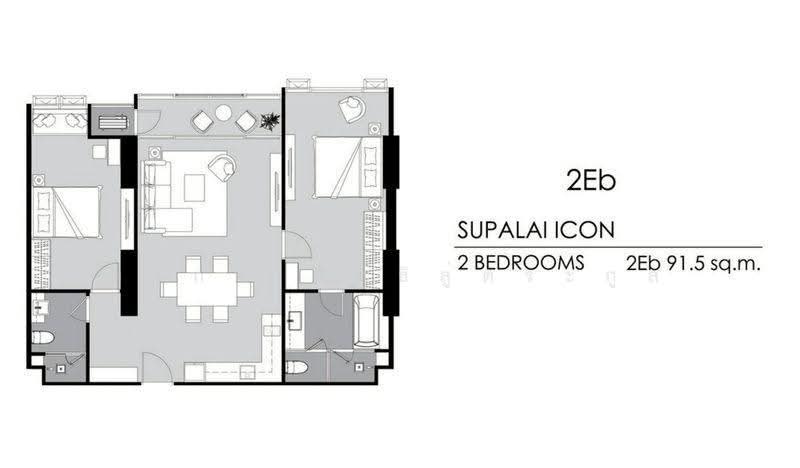 Supalai Icon Sathorn, Bangkok, Sathorn Tai Road, Thung Maha Mek, Sathon, Bangkok, 2 Bedrooms, 91 sqm, Condo For Rent, by วรกร สิทธิลู่ตระกูล, 500502574 - DDproperty.com