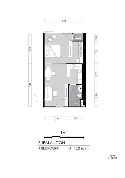 Supalai Icon Sathorn, Bangkok, Sathorn Tai Road, Thung Maha Mek, Sathon, Bangkok, 1 Bedroom, 44 sqm, Condo For Sale, by Nicha Na Lampang, 500510908 - DDproperty.com