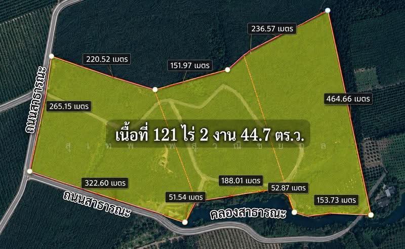 ขายที่ดิน 121 ไร่ ใกล้แยกนายายอาม จันทบุรี ติดถนนลาดยาง 2 ด้าน ไฟฟ้าพร้อม มีสระน้ำและบ่อบาดาล, จันทบุรี, นายายอาม, จันทบุรี, 194,579 ตร.ม., ที่ดิน ขาย, โดย สุเทพ พสุวณิชย์กุล, 500511709 - DDproperty.com