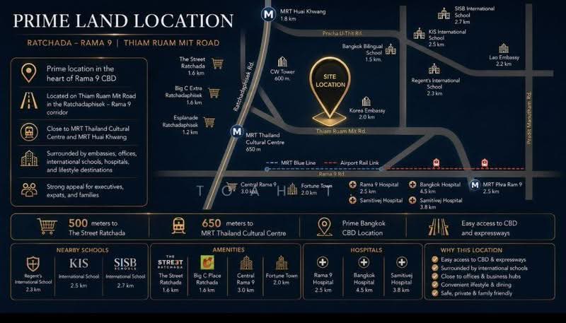 ที่ดินให้เช่า รัชดา เทียมร่วมมิตร สถานฑูตเกาหลี : Land for rent Ratchada Tium ruammit Korea Embassy, กรุงเทพ, ห้วยขวาง, กรุงเทพ, 7,304 ตร.ม., กิจการ ให้เช่า, โดย TOAH T., 500525013 - DDproperty.com