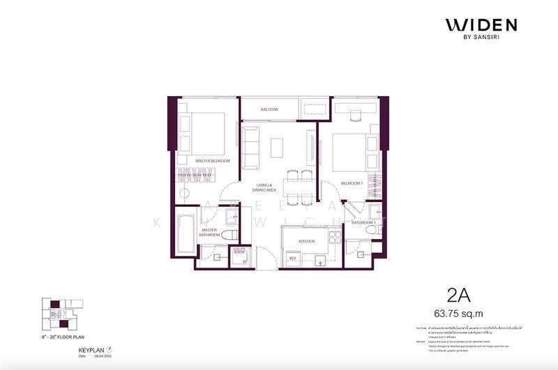 WIDEN by Sansiri, กรุงเทพ, 8/11 Nang Linchi Rd, ทุ่งมหาเมฆ, สาทร, กรุงเทพ, 64 ตร.ม., Condo ขาย, โดย Areeya Kingwichit, 500537400 - DDproperty.com