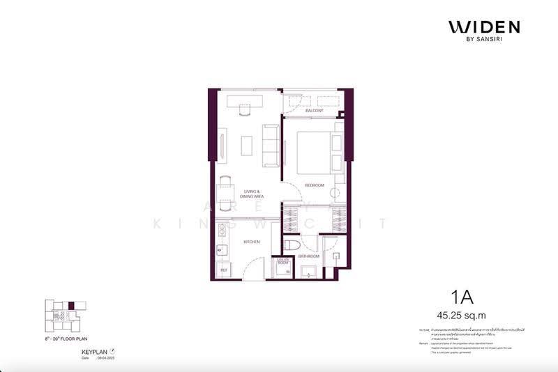 WIDEN by Sansiri, กรุงเทพ, 8/11 Nang Linchi Rd, ทุ่งมหาเมฆ, สาทร, กรุงเทพ, 45 ตร.ม., คอนโด ขาย, โดย Areeya Kingwichit, 500538140 - DDproperty.com