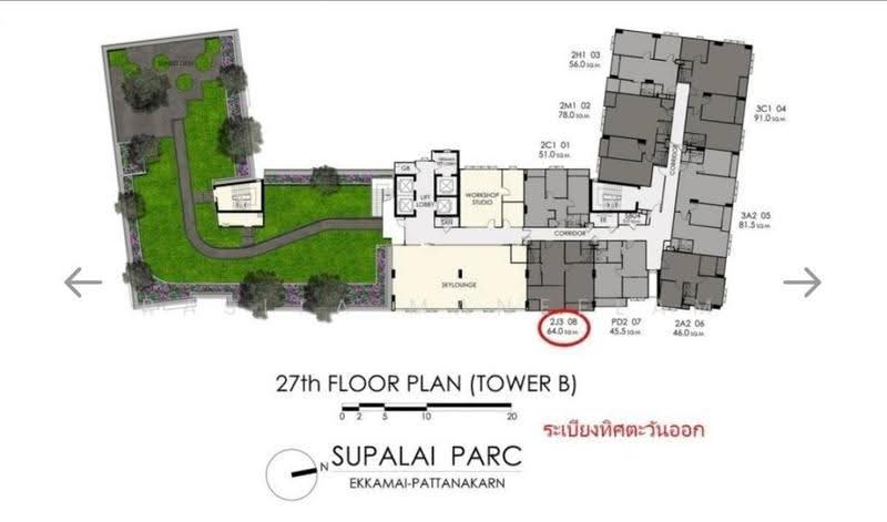 Supalai Parc Ekkamai-Pattanakarn, Bangkok, Suan Luang, Bangkok, 2 Bedrooms, 64 sqm, Condo For Sale, by Rasita Maneelam, 500543207 - DDproperty.com