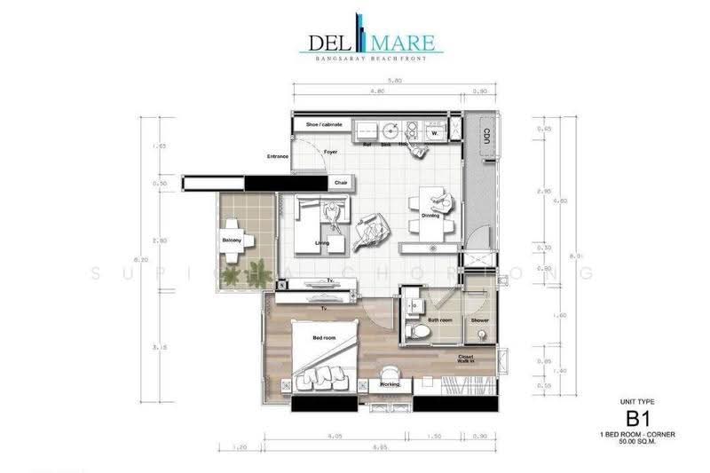Del Mare Bangsaray Beachfront, Chon Buri (Pattaya), Soi Na-Jomtien 56, Sukhumvit Road, Bang Sa-re, Sattahip, Chon Buri (Pattaya), 1 Bedroom, 51 sqm, Condo For Sale, by Supicha Chorjong, 500553000 - DDproperty.com