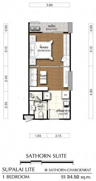 Supalai Lite Sathorn-Charoenrat, Bangkok, 29 Charoenrat Road, Bang Klo, Bang Kho Laem, Bangkok, 1 Bedroom, 35 sqm, Condo For Rent, by Nat Tantirapan, 500554381 - DDproperty.com