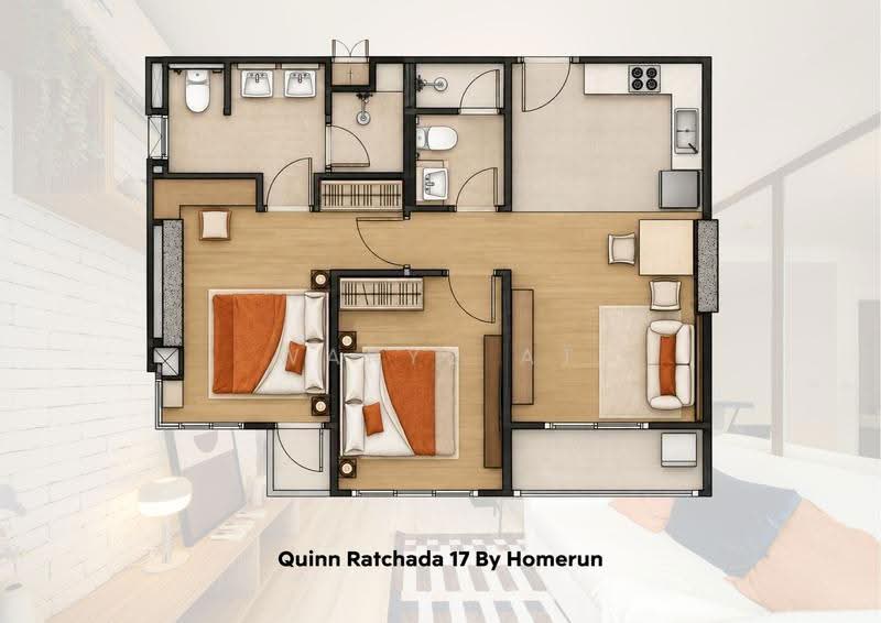 Quinn Ratchada 17, Bangkok, 454 456 Soi Inthara Mari 45, Din Daeng, Bangkok, 2 Bedrooms, 66 sqm, Condo For Sale, by Waryu At, 500554761 - DDproperty.com