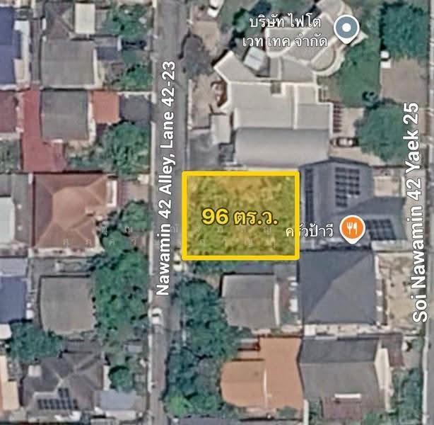 ที่ดินเปล่า 96 ตร.ว. ที่ดิน ใกล้วัดสุวรรณประสิทธิ์ ซอยนวมินทร์42 แยก42-23, กรุงเทพ, ถนนสุวรรณประสิทธิ์, คลองกุ่ม, บึงกุ่ม, กรุงเทพ, 384 ตร.ม., ที่ดิน ขาย, โดย คุณ ณัจภสิญาค์ ศุภควัษฐ์กาญกุล (ณิชชา), 500568473 - DDproperty.com