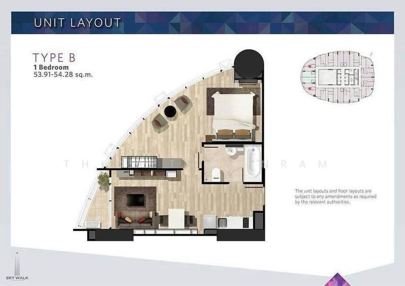 Sky Walk Residences, Bangkok, 1599 Sukhumvit Road, Phra Kanong Nua, Watthana, Bangkok, 1 Bedroom, 54 sqm, Condo For Rent, by Thida Thewinram, 500570220 - DDproperty.com
